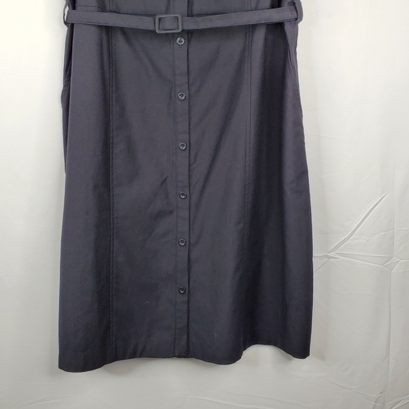 1901 Belted Twill Dress 16 Black Sleeveless Button Front with Pockets Preppy - Picture 5 of 14